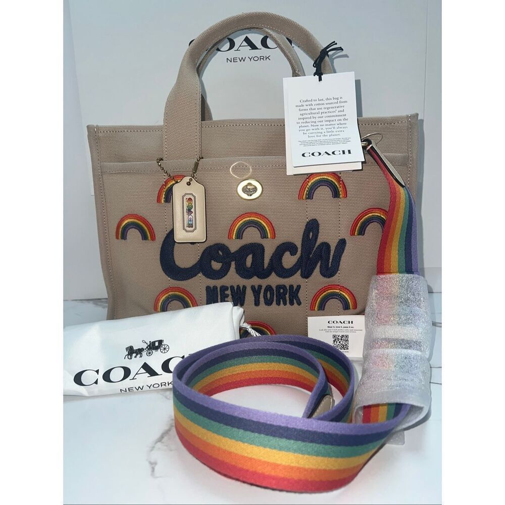 🔥🎁NWT! Coach Rainbow Canvas Cargo Tote Handbag CBF51 Msrp:$350.00